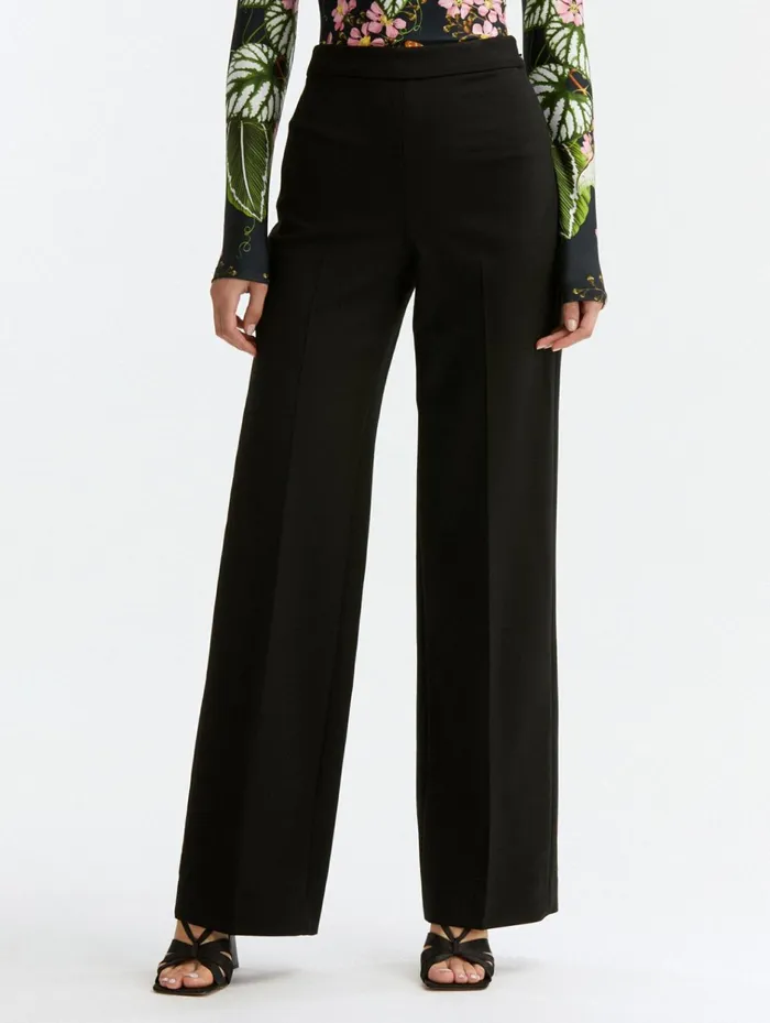 Women Pants and Skirts Oscar De La Renta Zip Front Wide Leg Pant Black Women Pants and Skirts Oscar De La Renta Zip Front Wide Leg Pant Black