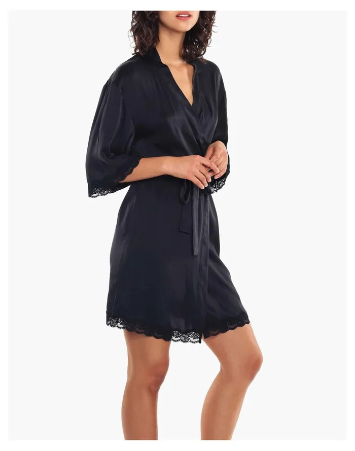 Women Papinelle Sleepwear Pure Silk Lace Robe Black Madewell Pajamas Women Papinelle Sleepwear Pure Silk Lace Robe Black Madewell Pajamas