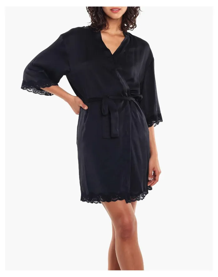 Women Papinelle Sleepwear Pure Silk Lace Robe Black Madewell Pajamas Women Papinelle Sleepwear Pure Silk Lace Robe Black Madewell Pajamas