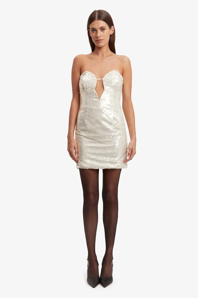 Women Party Dresses Bardot Jinxa Sequin Mini Dress In Nude Sequin Nude Sequin