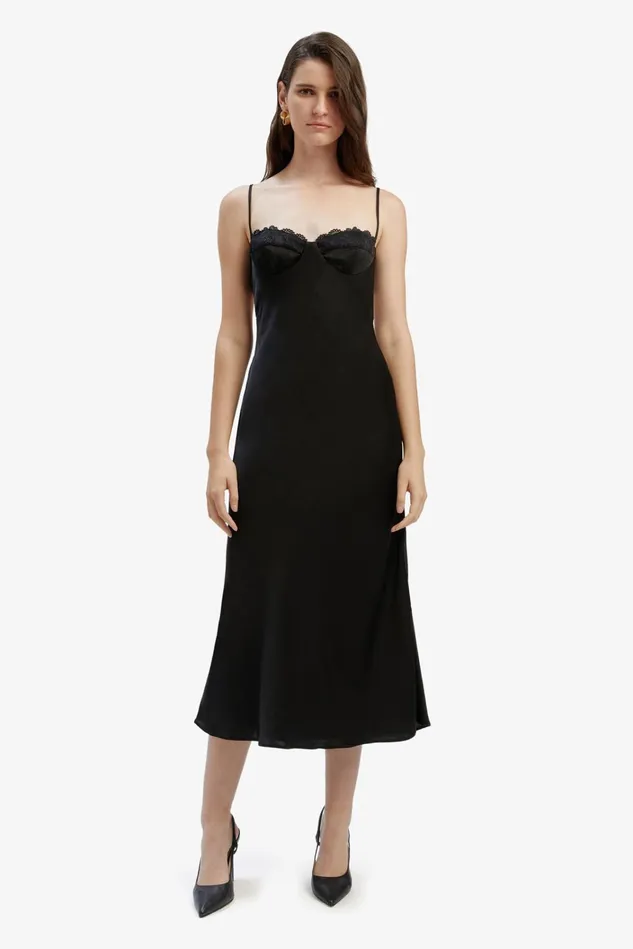 Women Party Dresses Bardot Sabina Midi Dress In Black Black