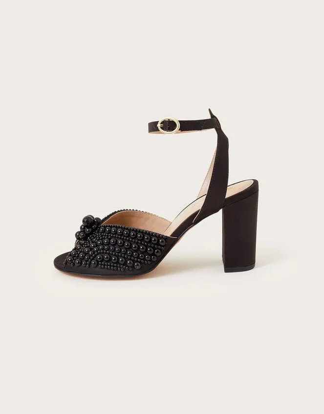 Women Pearl Block Heeled Sandals Black Monsoon Sandals