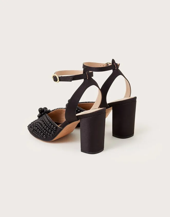Women Pearl Block Heeled Sandals Black Monsoon Sandals
