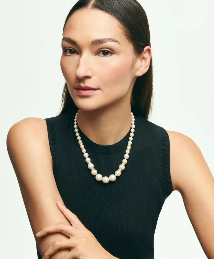 Women Pearl Necklace White Brooks Brothers Jewelry