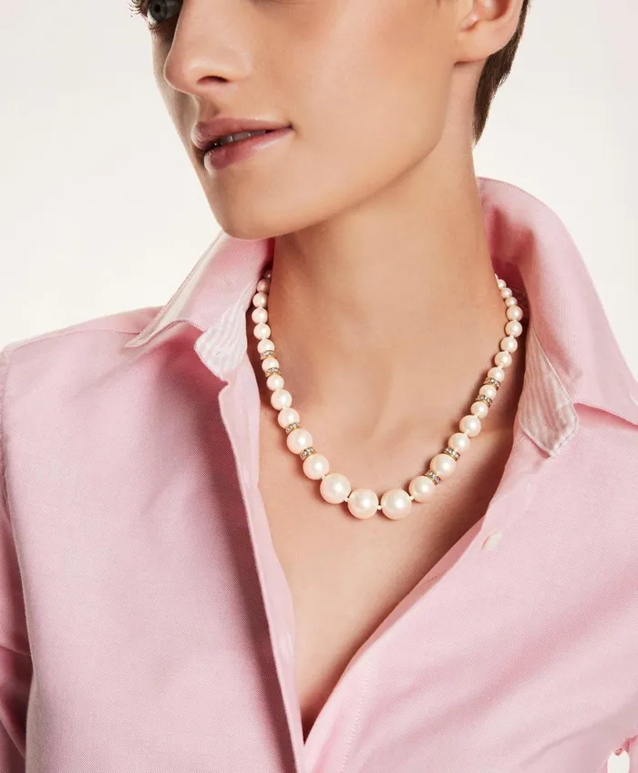 Women Pearl Necklace White Brooks Brothers Jewelry