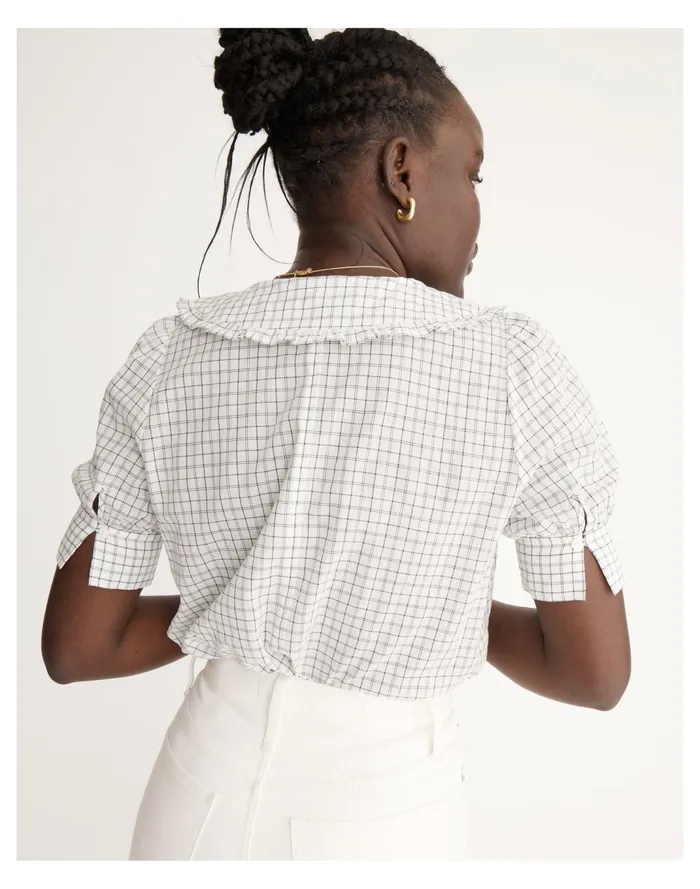 Women Peter Pan Collar Shirt In Windowpane Lighthouse Madewell Tops and Shirts Women Peter Pan Collar Shirt In Windowpane Lighthouse Madewell Tops and Shirts