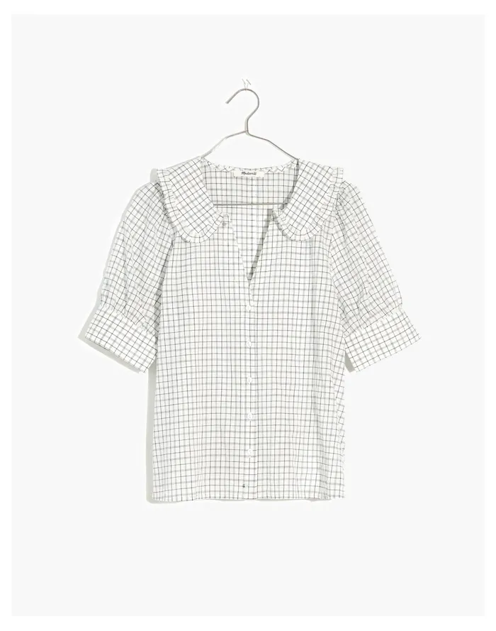 Women Peter Pan Collar Shirt In Windowpane Lighthouse Madewell Tops and Shirts Women Peter Pan Collar Shirt In Windowpane Lighthouse Madewell Tops and Shirts