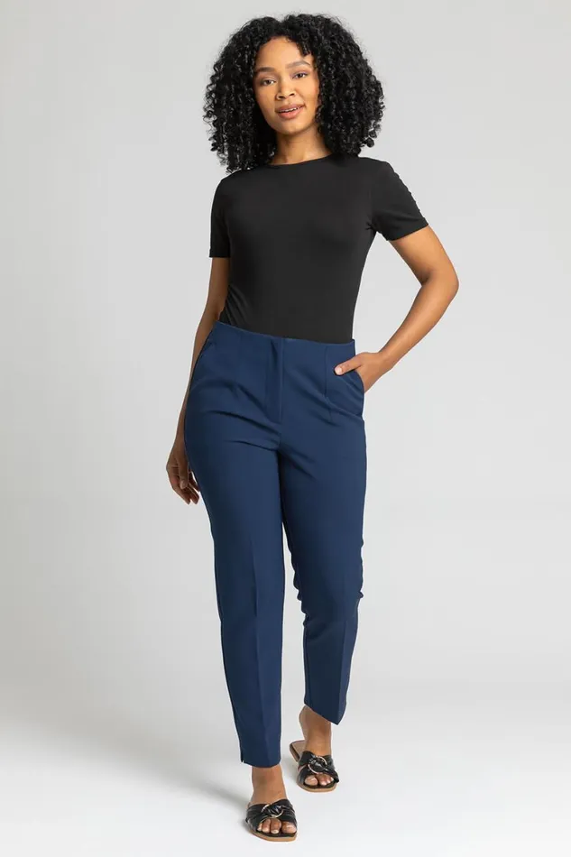 Women Petite Soft Jersey Cropped Tapered Trouser Roman Trousers