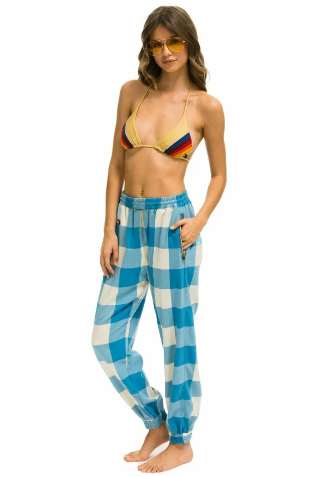 Women PLAID LODGE PANT 8211 SKY PLAID Aviator Nation Sweatpants Women PLAID LODGE PANT 8211 SKY PLAID Aviator Nation Sweatpants