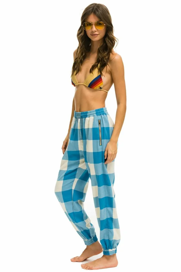 Women PLAID LODGE PANT 8211 SKY PLAID Aviator Nation Sweatpants Women PLAID LODGE PANT 8211 SKY PLAID Aviator Nation Sweatpants