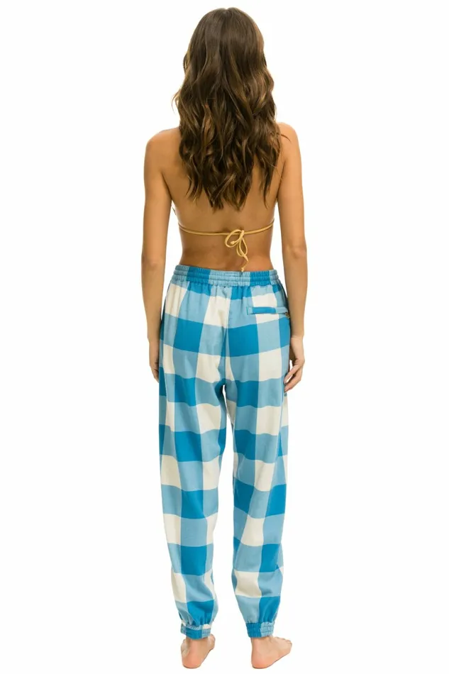 Women PLAID LODGE PANT 8211 SKY PLAID Aviator Nation Sweatpants Women PLAID LODGE PANT 8211 SKY PLAID Aviator Nation Sweatpants