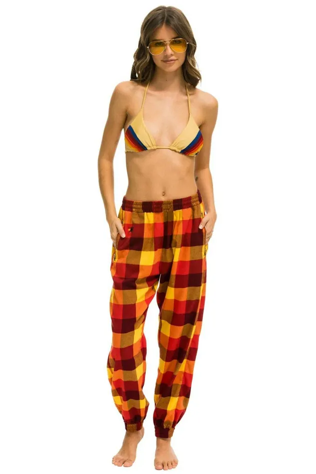 Women PLAID LODGE PANT 8211 SURFY PLAID Aviator Nation Sweatpants Women PLAID LODGE PANT 8211 SURFY PLAID Aviator Nation Sweatpants