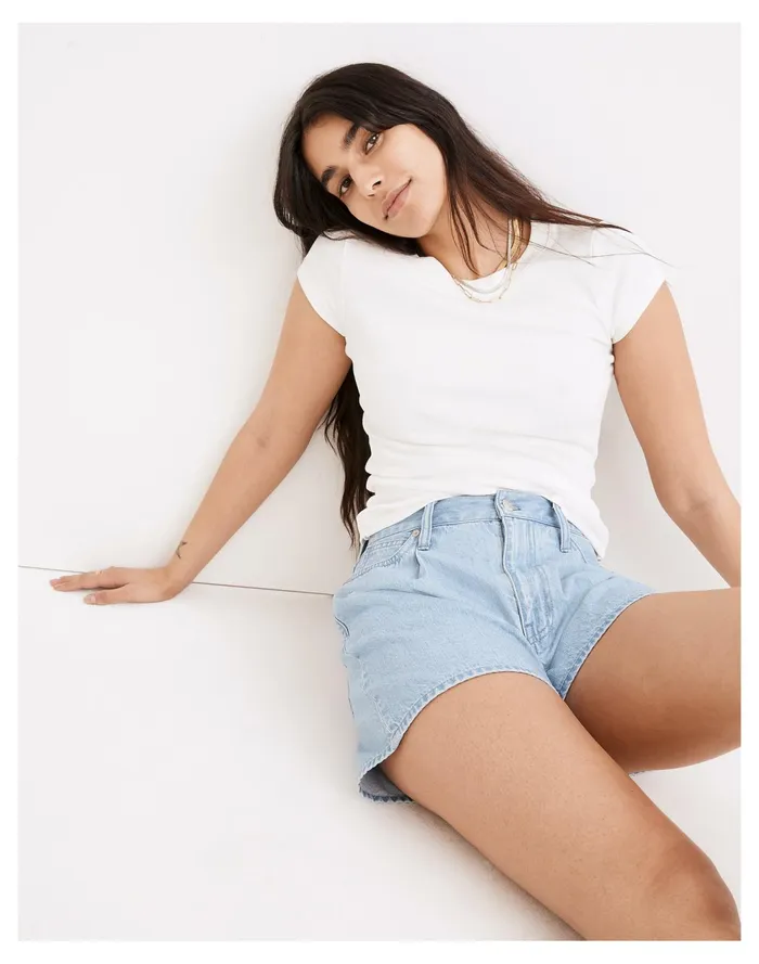 Women Pleated Denim Shorts In Erindale Wash Erindale Wash Madewell Shorts Women Pleated Denim Shorts In Erindale Wash Erindale Wash Madewell Shorts