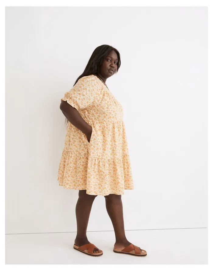 Women Plus Eyelet Trim Tiered Mini Dress In Piccola Floral French Vanilla Madewell Dresses Women Plus Eyelet Trim Tiered Mini Dress In Piccola Floral French Vanilla Madewell Dresses