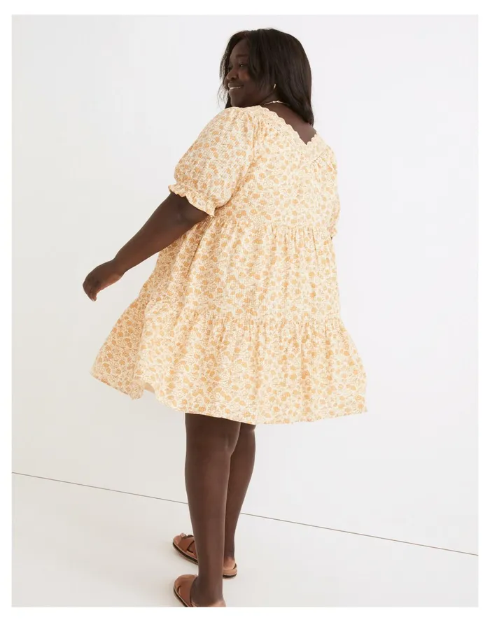 Women Plus Eyelet Trim Tiered Mini Dress In Piccola Floral French Vanilla Madewell Dresses Women Plus Eyelet Trim Tiered Mini Dress In Piccola Floral French Vanilla Madewell Dresses