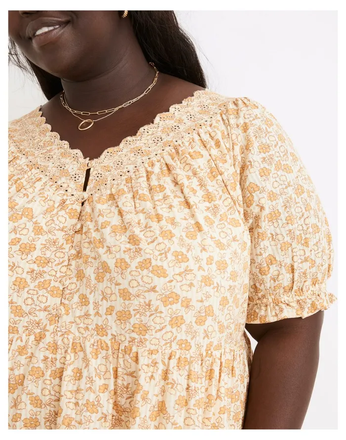 Women Plus Eyelet Trim Tiered Mini Dress In Piccola Floral French Vanilla Madewell Dresses Women Plus Eyelet Trim Tiered Mini Dress In Piccola Floral French Vanilla Madewell Dresses