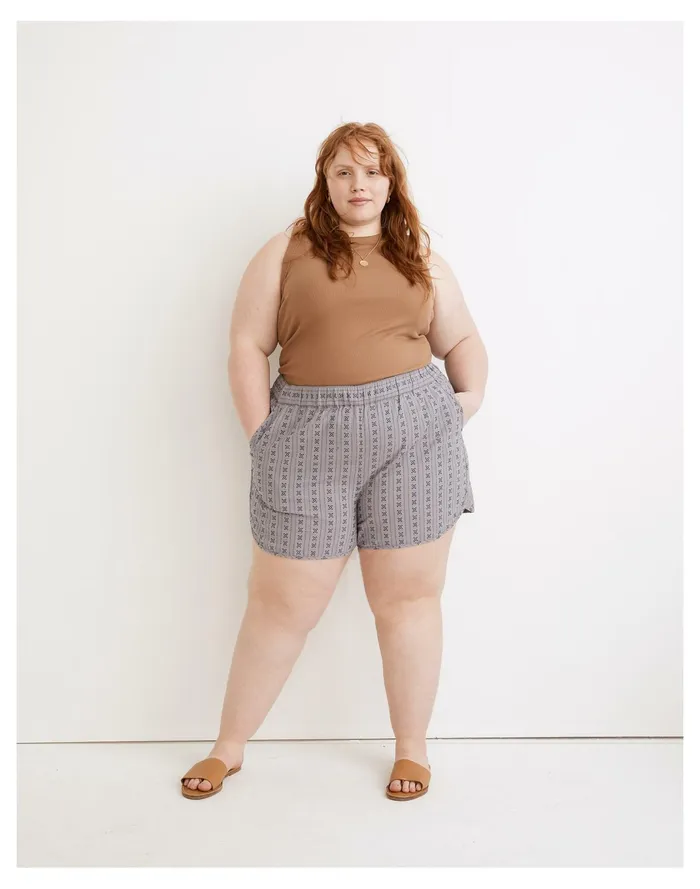 Women Plus Pull On Dolphin Shorts In Jacquard Stripe Dusk Peri Madewell Shorts