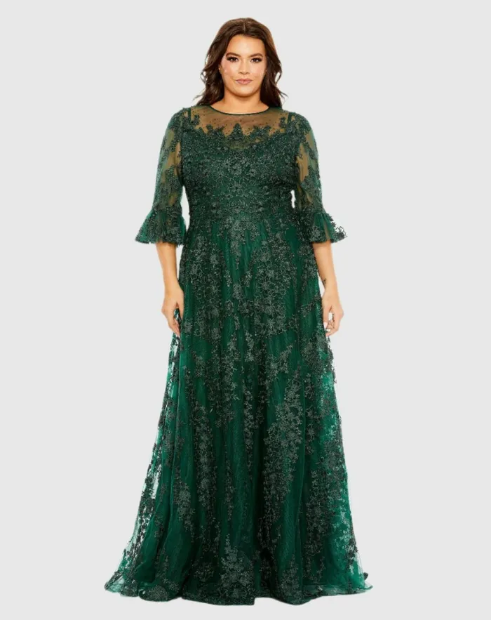 Women Plus Size Dresses Mac Duggal High Neck Flutter Sleeve Embroidered A Line Dress Vintage Lilac Women Plus Size Dresses Mac Duggal High Neck Flutter Sleeve Embroidered A Line Dress Vintage Lilac