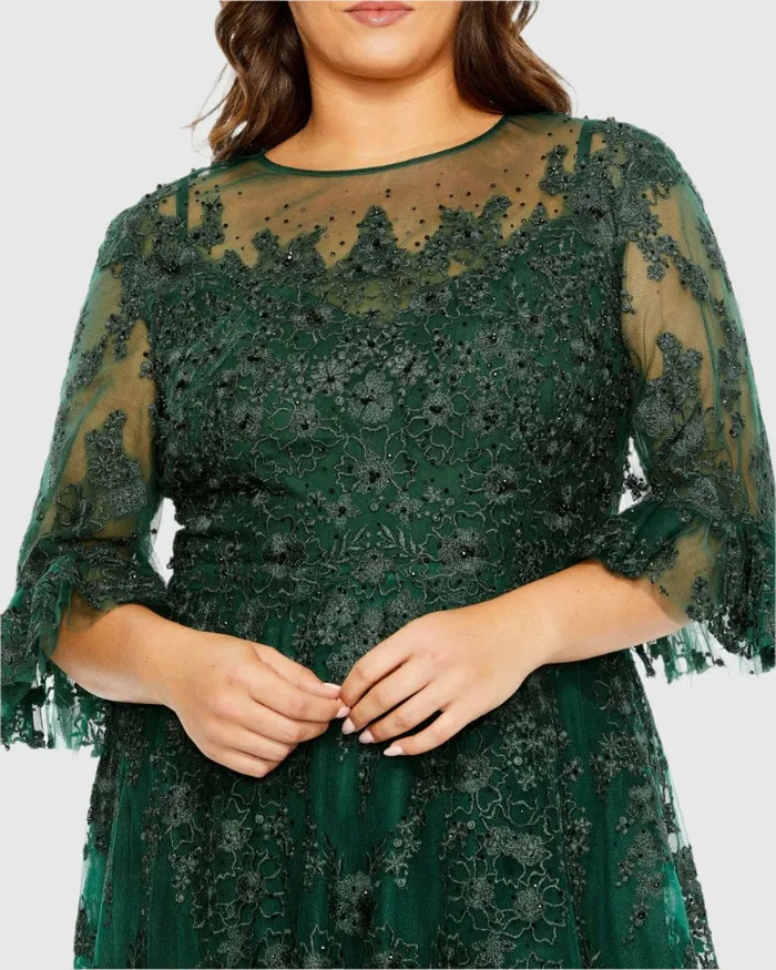 Women Plus Size Dresses Mac Duggal High Neck Flutter Sleeve Embroidered A Line Dress Vintage Lilac Women Plus Size Dresses Mac Duggal High Neck Flutter Sleeve Embroidered A Line Dress Vintage Lilac