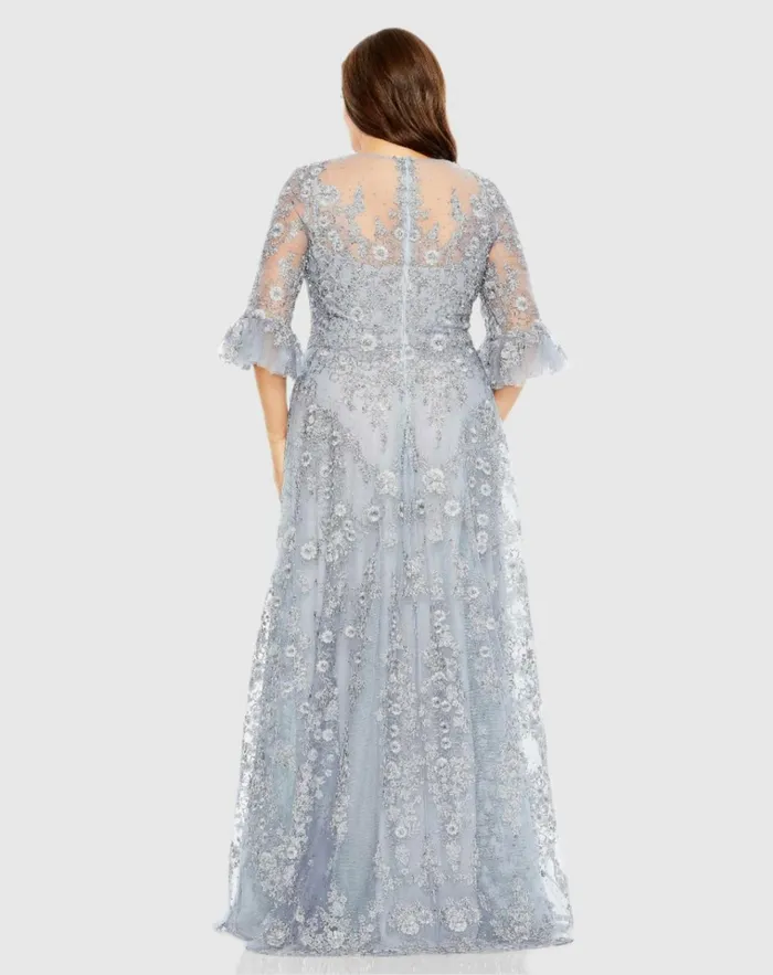 Women Plus Size Dresses Mac Duggal High Neck Flutter Sleeve Embroidered A Line Dress Vintage Lilac Women Plus Size Dresses Mac Duggal High Neck Flutter Sleeve Embroidered A Line Dress Vintage Lilac