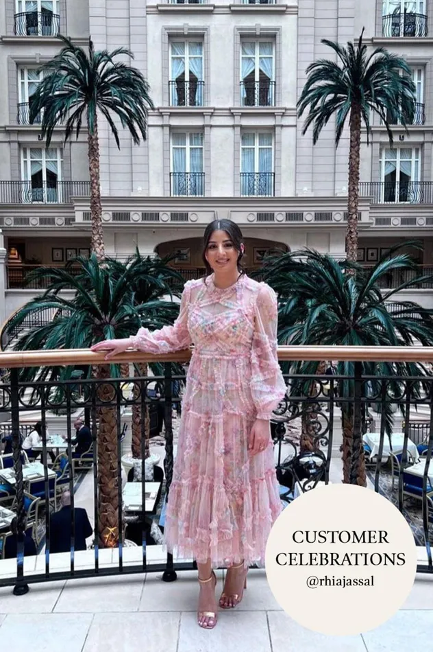 Women Printed Dresses Needle and Thread Floral Diamond Ruffle Ballerina Dress Multi