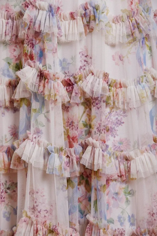 Women Printed Dresses Needle and Thread Floral Wonder Ruffle Gown Multi