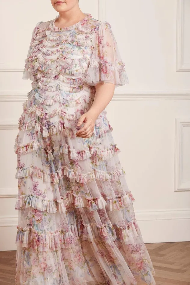 Women Printed Dresses Needle and Thread Floral Wonder Ruffle Gown Multi