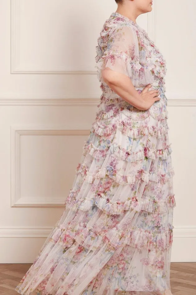 Women Printed Dresses Needle and Thread Floral Wonder Ruffle Gown Multi