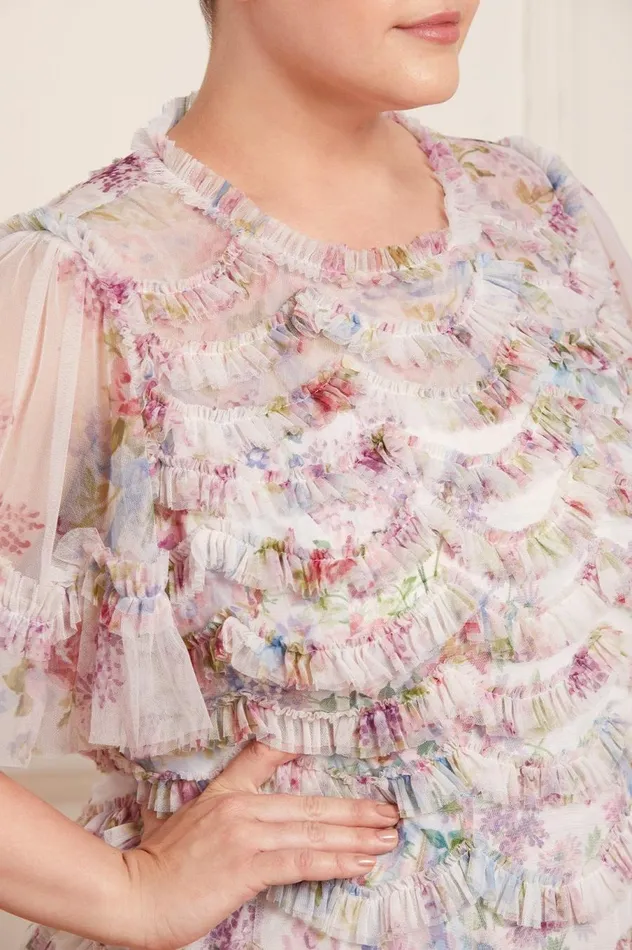 Women Printed Dresses Needle and Thread Floral Wonder Ruffle Gown Multi