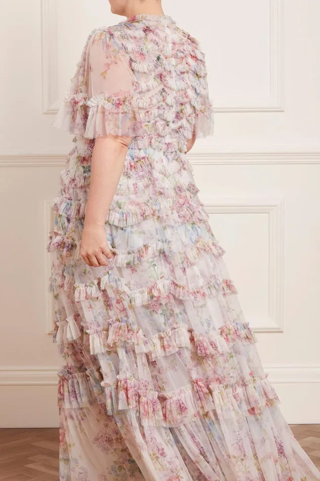 Women Printed Dresses Needle and Thread Floral Wonder Ruffle Gown Multi