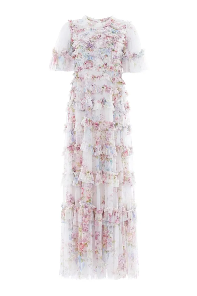 Women Printed Dresses Needle and Thread Floral Wonder Ruffle Gown Multi