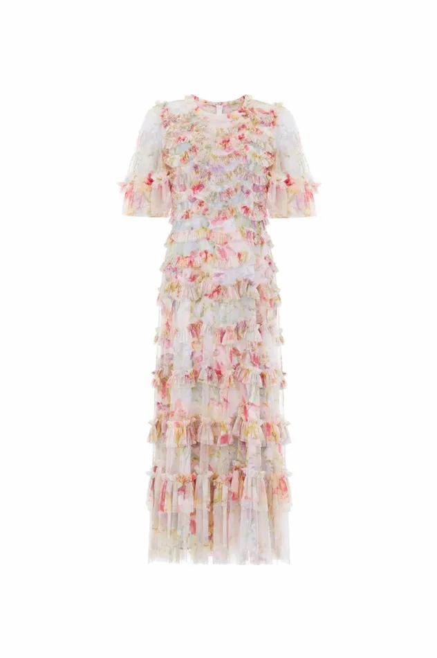 Women Printed Dresses Needle and Thread Iris Ruffle Ballerina Dress Multi