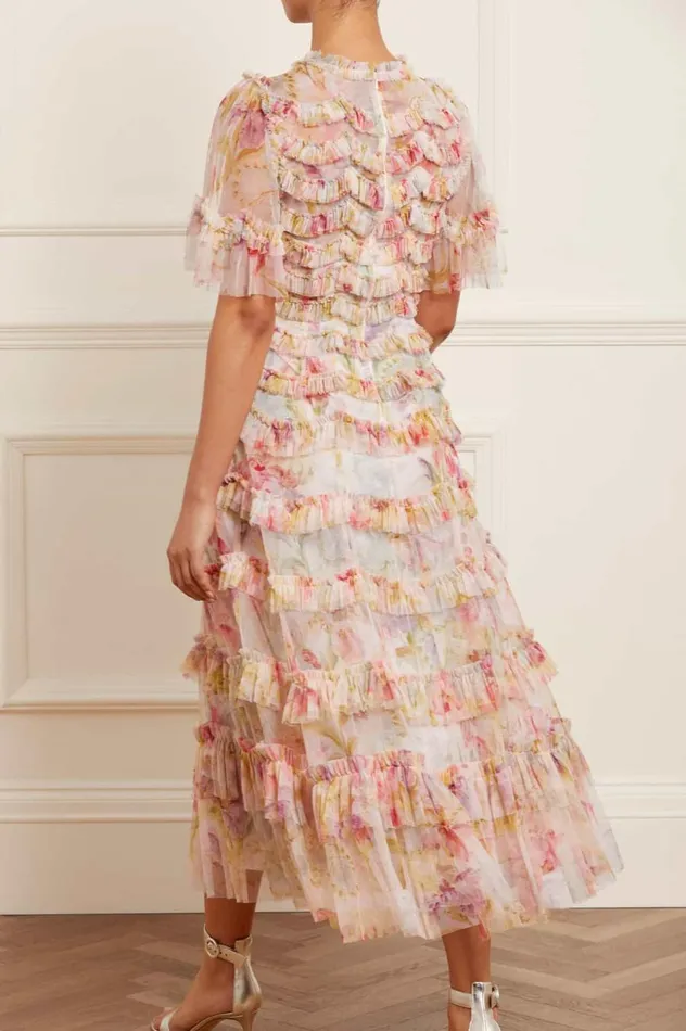 Women Printed Dresses Needle and Thread Iris Ruffle Ballerina Dress Multi