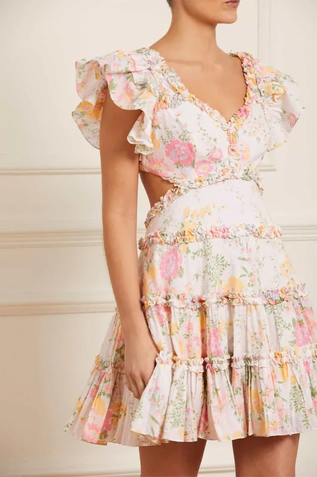 Women Printed Dresses Needle and Thread Sunrise Bloom Backless Cotton Micro Mini Dress Multi