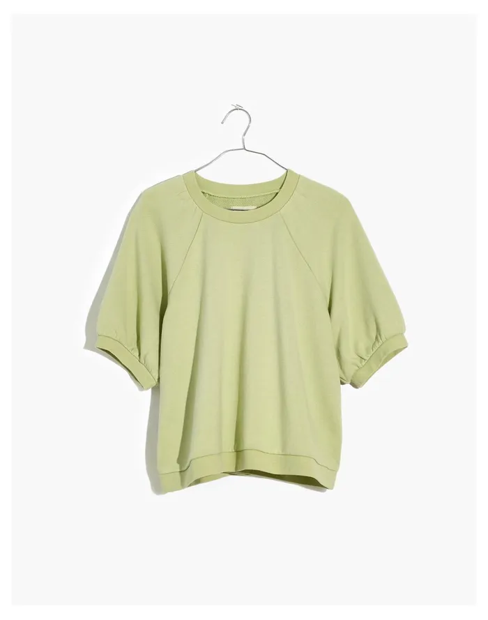 Women Puff Sleeve Sweatshirt Tee Faded Seagrass Madewell Sweatshirts and Sweatpants
