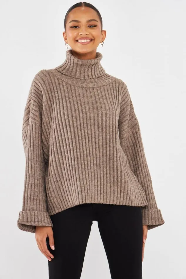 Women Pull Ctel Col Roul Taupe Darkbeige Brentiny Paris Sweaters and Sweatshirts Women Pull Ctel Col Roul Taupe Darkbeige Brentiny Paris Sweaters and Sweatshirts