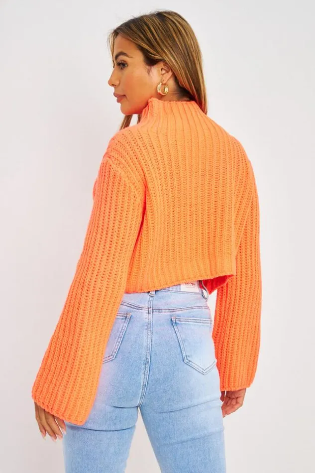 Women Pull Court En Grosses Mailles Orange Fluo Orange Brentiny Paris Sweaters and Sweatshirts Women Pull Court En Grosses Mailles Orange Fluo Orange Brentiny Paris Sweaters and Sweatshirts