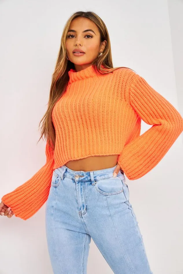Women Pull Court En Grosses Mailles Orange Fluo Orange Brentiny Paris Sweaters and Sweatshirts Women Pull Court En Grosses Mailles Orange Fluo Orange Brentiny Paris Sweaters and Sweatshirts