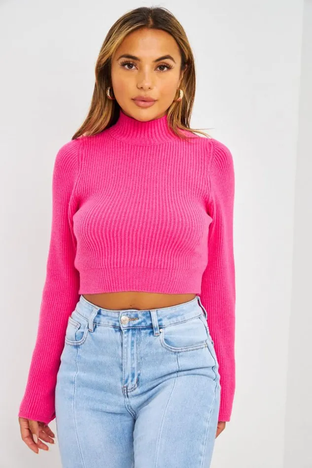 Women Pull Court En Mailles Rose Pink Brentiny Paris Sweaters and Sweatshirts