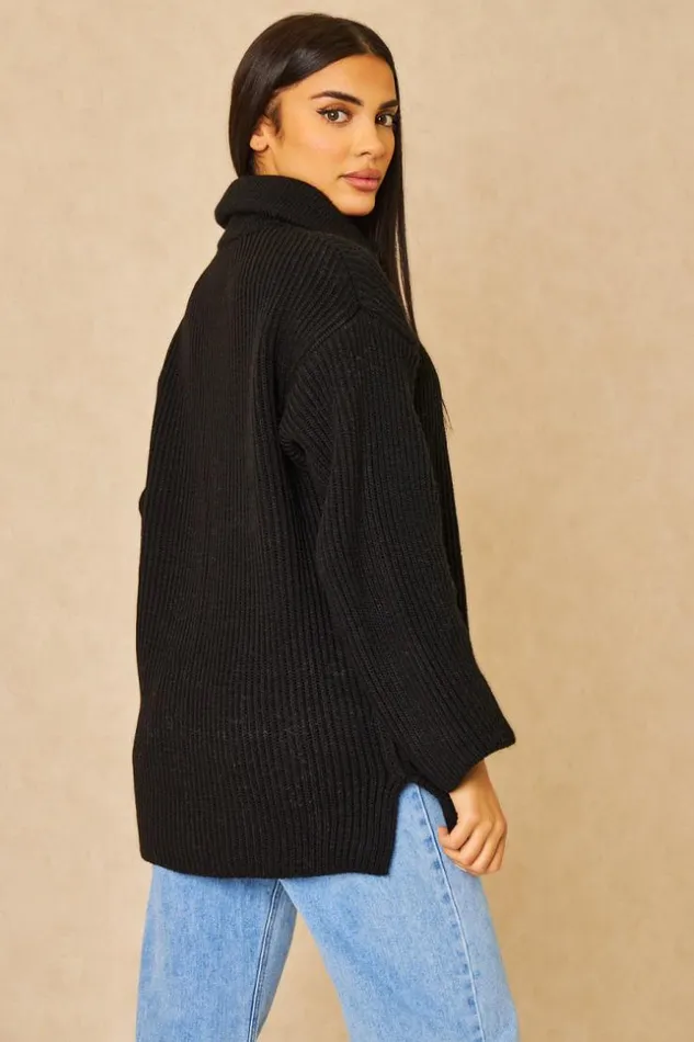 Women Pull En Mailles Col Montant Zipp Noir Black Brentiny Paris Sweaters and Sweatshirts Women Pull En Mailles Col Montant Zipp Noir Black Brentiny Paris Sweaters and Sweatshirts
