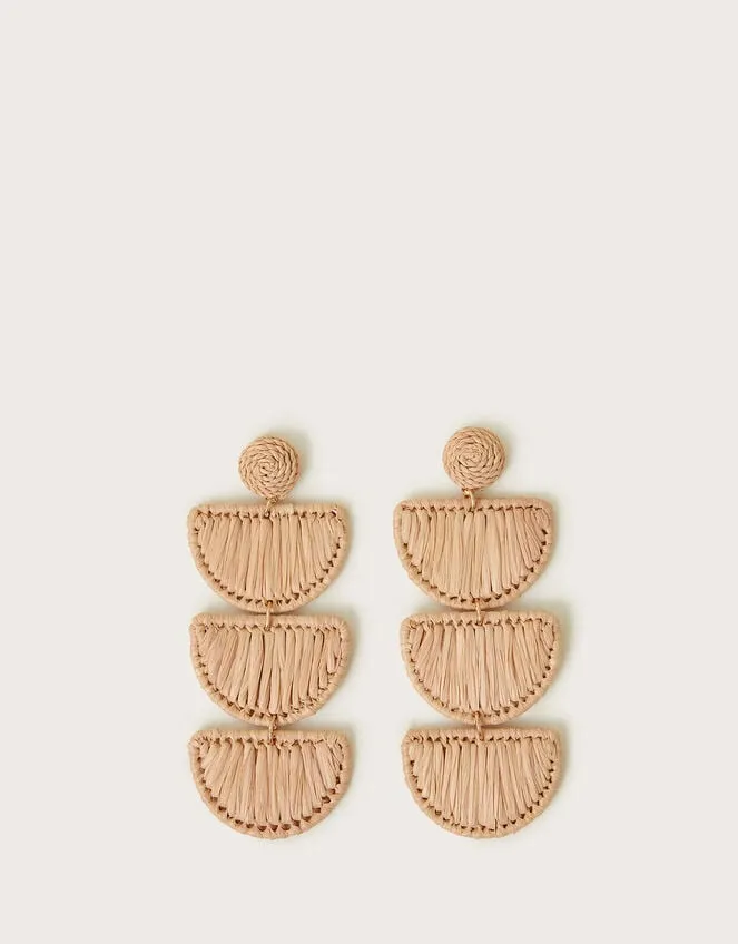 Women Raffia Drop Earrings Monsoon Jewellery and Hair