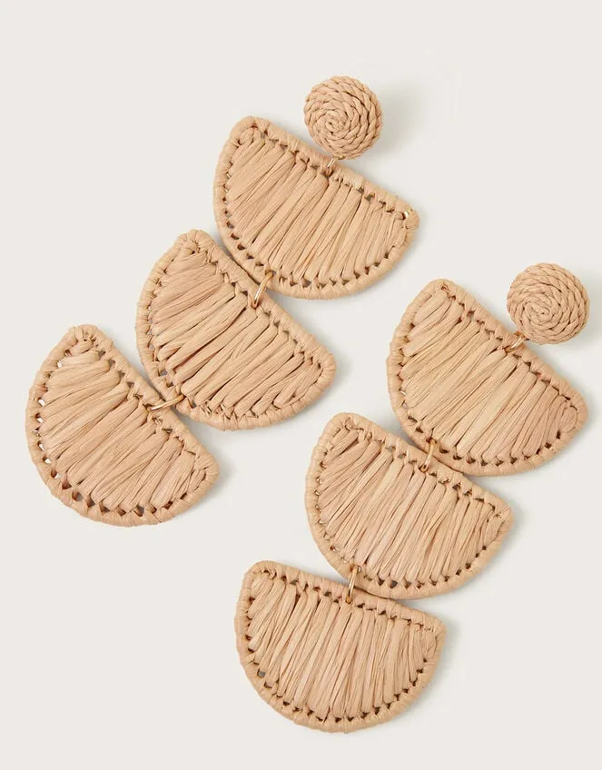 Women Raffia Drop Earrings Monsoon Jewellery and Hair