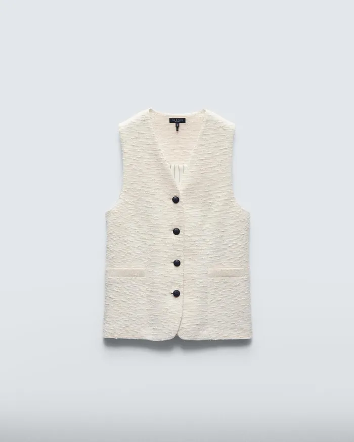 Women Rag and Bone Blazers and Vests Charlotte Italian Tweed Vest Ivory Women Rag and Bone Blazers and Vests Charlotte Italian Tweed Vest Ivory