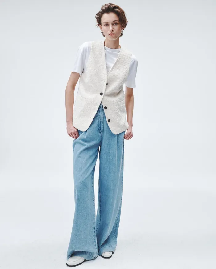 Women Rag and Bone Blazers and Vests Charlotte Italian Tweed Vest Ivory Women Rag and Bone Blazers and Vests Charlotte Italian Tweed Vest Ivory