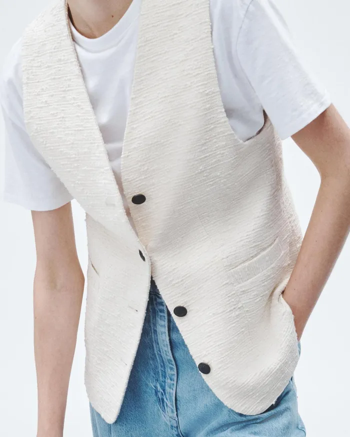 Women Rag and Bone Blazers and Vests Charlotte Italian Tweed Vest Ivory Women Rag and Bone Blazers and Vests Charlotte Italian Tweed Vest Ivory