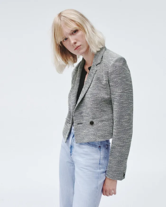 Women Rag and Bone Blazers and Vests Josie Italian Tweed Blazer Navy White Muti Women Rag and Bone Blazers and Vests Josie Italian Tweed Blazer Navy White Muti