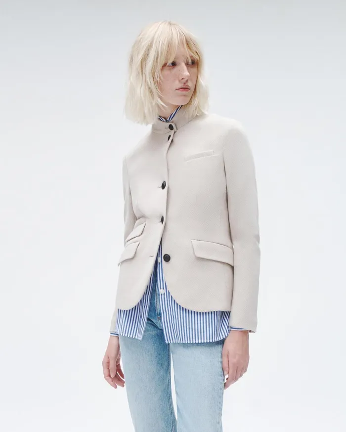 Women Rag and Bone Blazers and Vests Slade Italian Plaid Blazer Beige