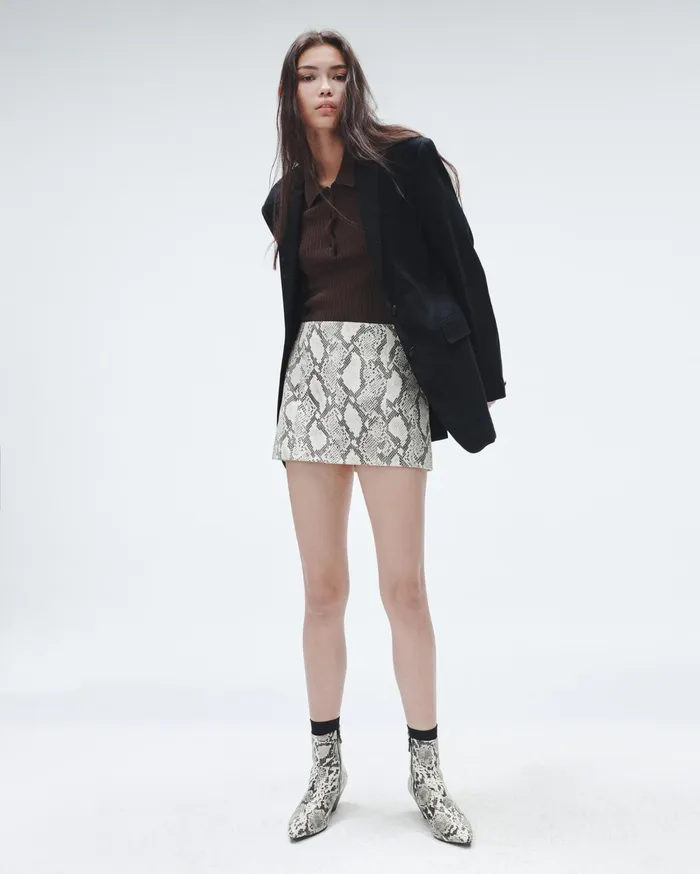 Women Rag and Bone Dresses and Skirts Emerson Leather Skirt Snake Print