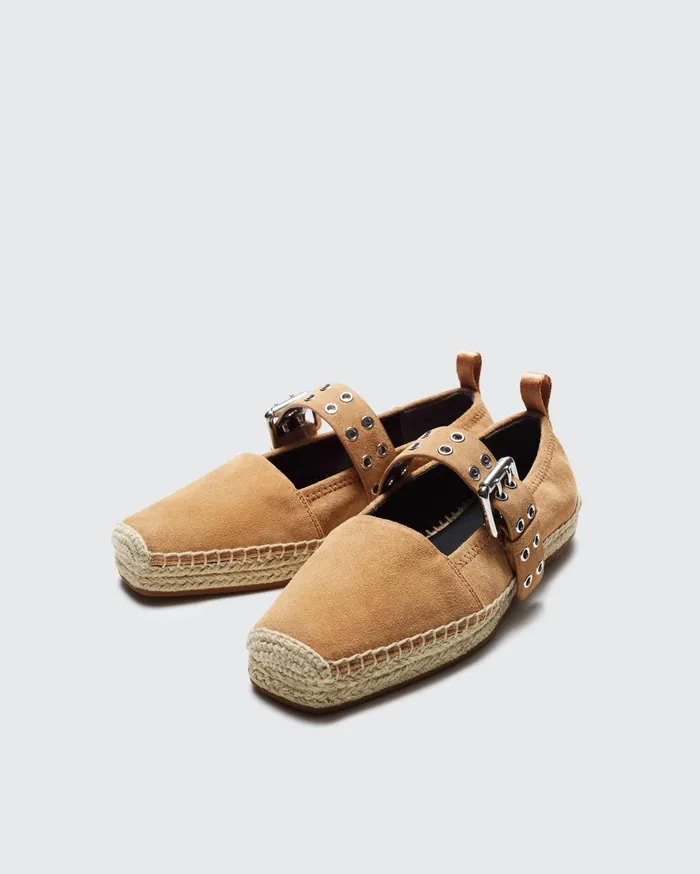 Women Rag and Bone Flats Anteros Espadrille Oak Brown Suede Women Rag and Bone Flats Anteros Espadrille Oak Brown Suede