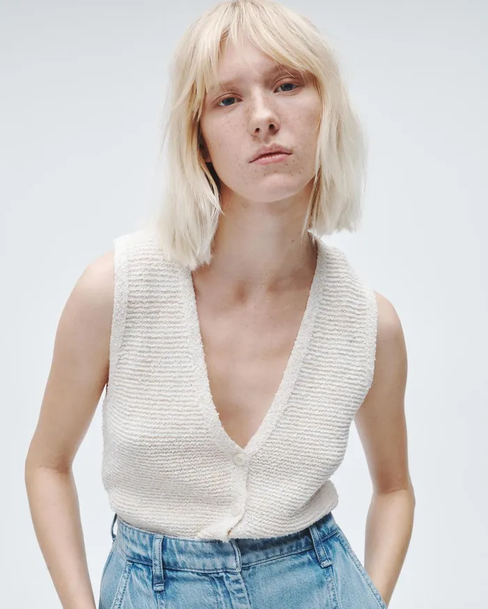 Women Rag and Bone Sweaters Jackie Cotton Linen Sweater Vest Ivory Women Rag and Bone Sweaters Jackie Cotton Linen Sweater Vest Ivory